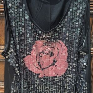 Tank top with sequins and rose image. Brand New but lost the tag.